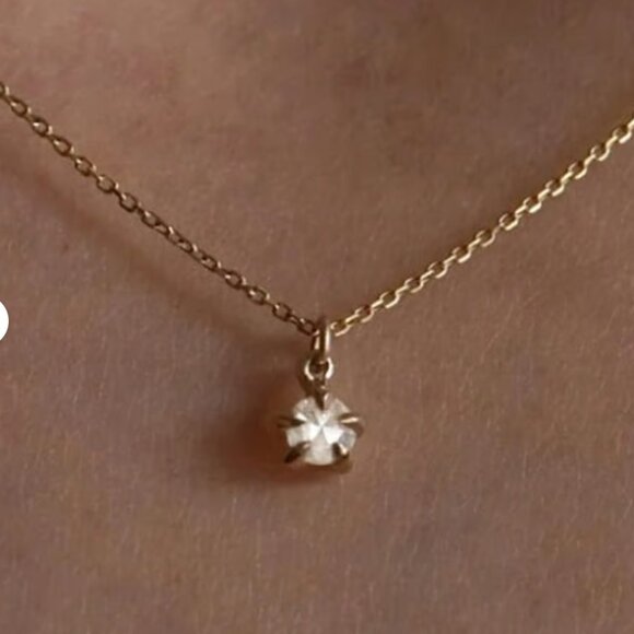 Laurie Fleming Rose Cut Diamond Moondew Necklace 14k Rose Gold - Picture 3 of 15